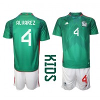 Mexico Edson Alvarez #4 Hjemmebanesæt Børn VM 2022 Kortærmet (+ Korte bukser)